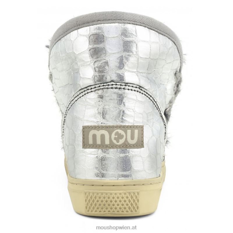 Frauen Eskimo-Sneaker Mou P660X667 schwarz silber glitzerndes Krokodil