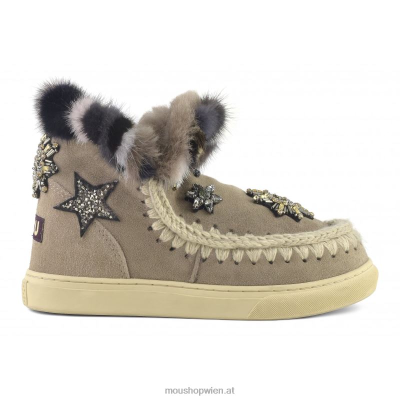 Frauen Eskimo-Sneaker-Stern-Patches Mou P660X650 Elefantengrau
