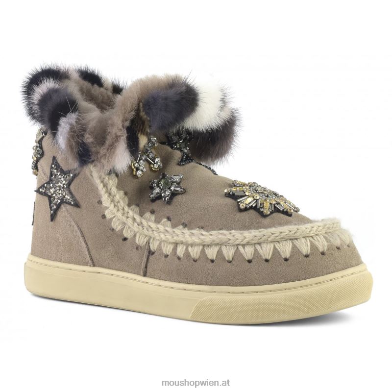 Frauen Eskimo-Sneaker-Stern-Patches Mou P660X650 Elefantengrau