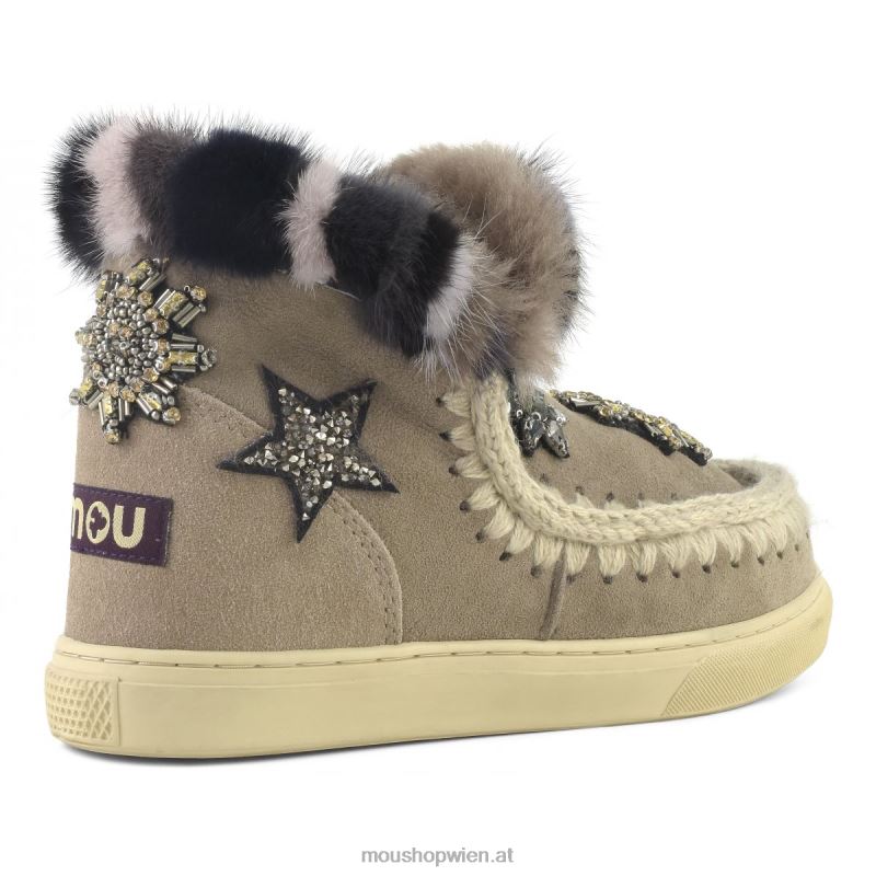 Frauen Eskimo-Sneaker-Stern-Patches Mou P660X650 Elefantengrau