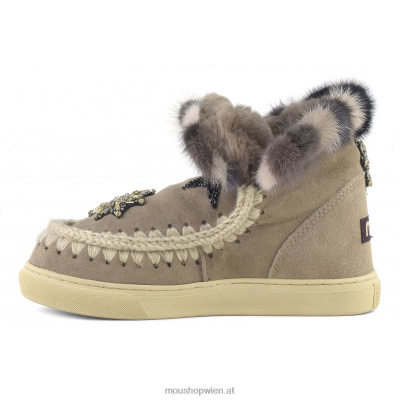 Frauen Eskimo-Sneaker-Stern-Patches Mou P660X650 Elefantengrau