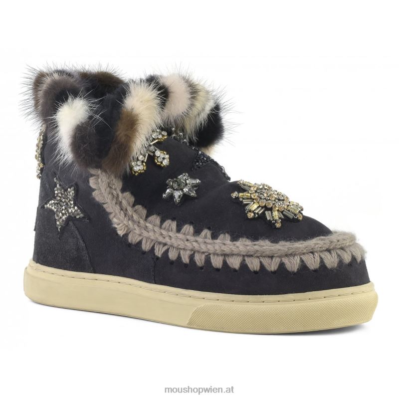 Frauen Eskimo-Sneaker-Stern-Patches Mou P660X651 aus schwarz