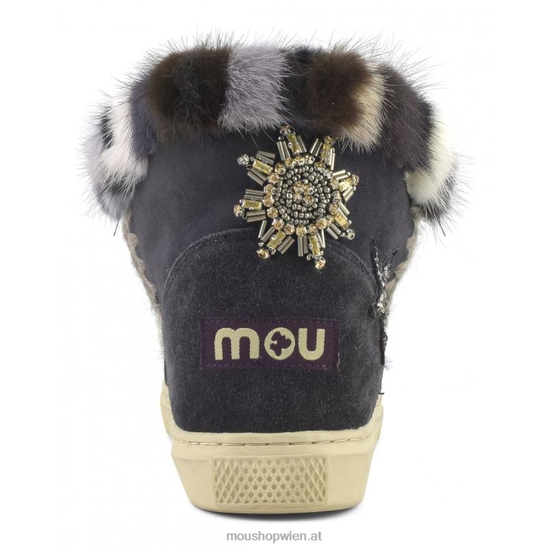 Frauen Eskimo-Sneaker-Stern-Patches Mou P660X651 aus schwarz