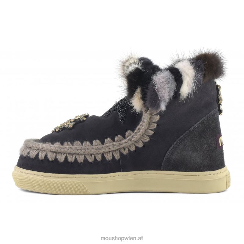 Frauen Eskimo-Sneaker-Stern-Patches Mou P660X651 aus schwarz