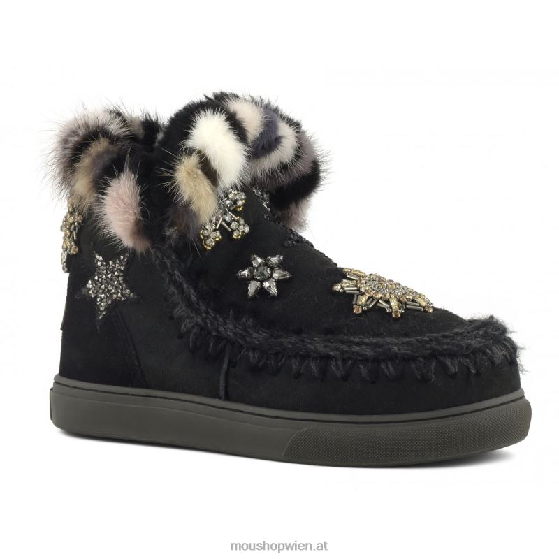 Frauen Eskimo-Sneaker-Stern-Patches Mou P660X652 Schwarz