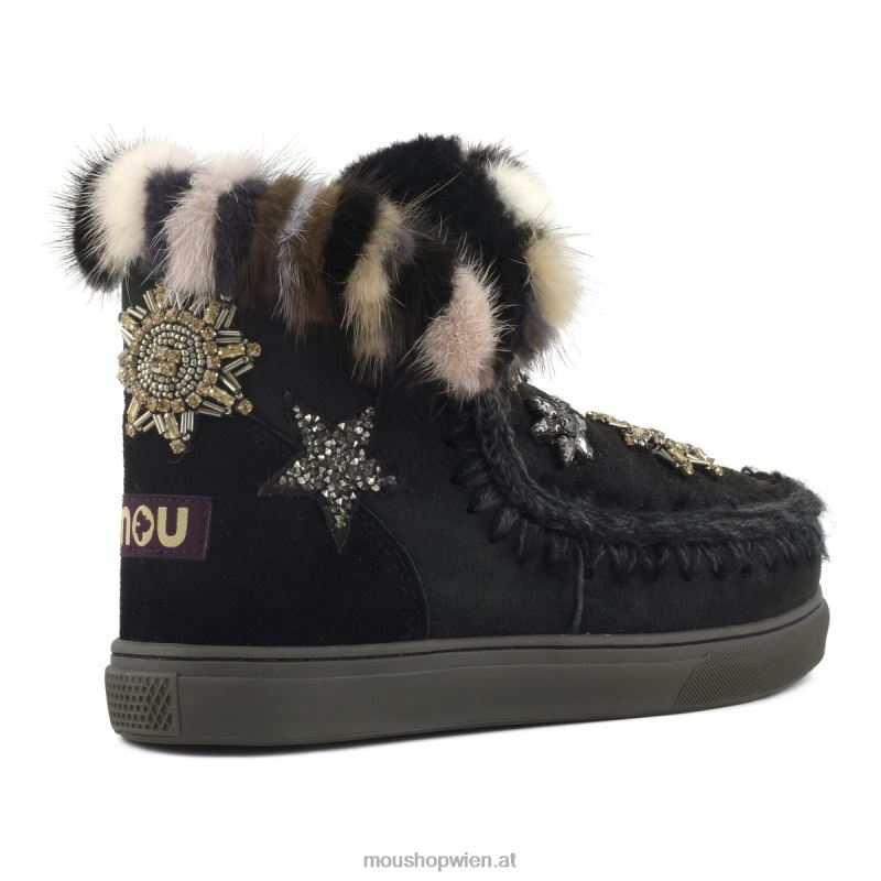 Frauen Eskimo-Sneaker-Stern-Patches Mou P660X652 Schwarz