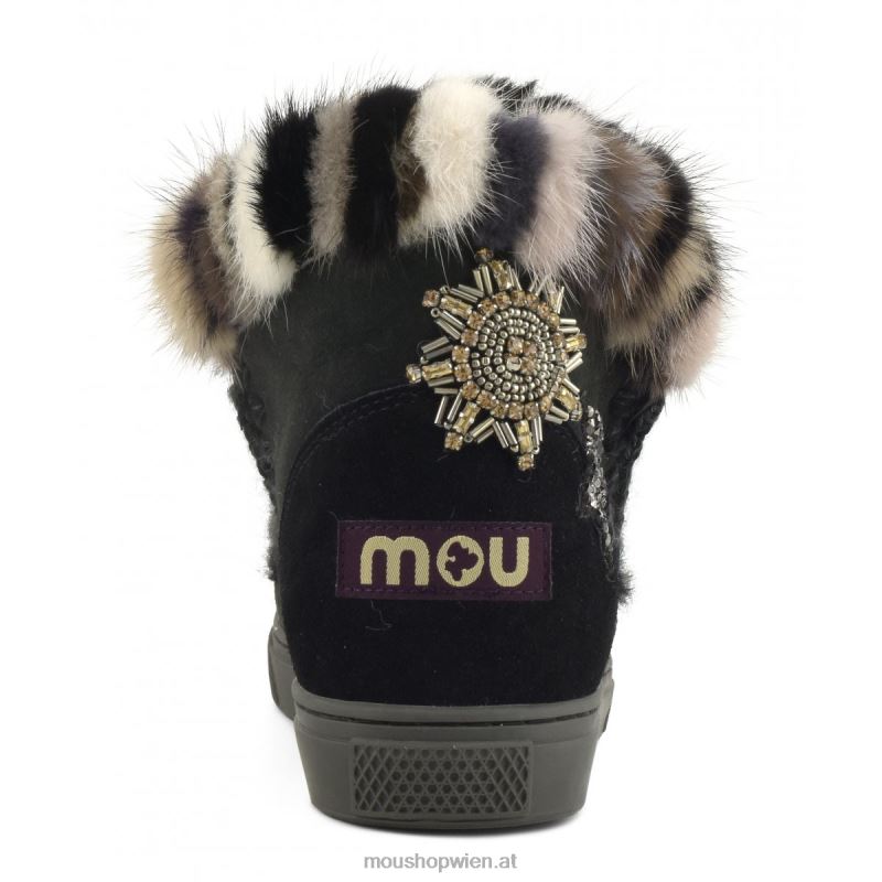 Frauen Eskimo-Sneaker-Stern-Patches Mou P660X652 Schwarz
