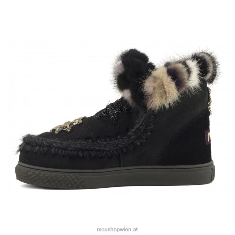 Frauen Eskimo-Sneaker-Stern-Patches Mou P660X652 Schwarz