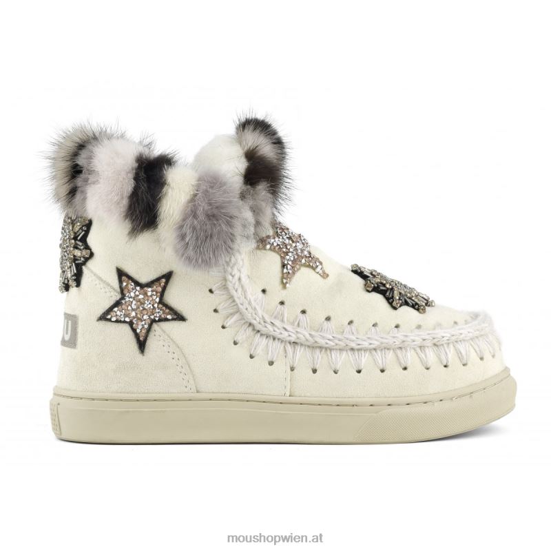Frauen Eskimo-Sneaker-Stern-Patches Mou P660X653 Vanille