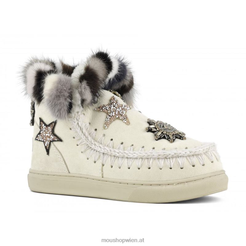Frauen Eskimo-Sneaker-Stern-Patches Mou P660X653 Vanille