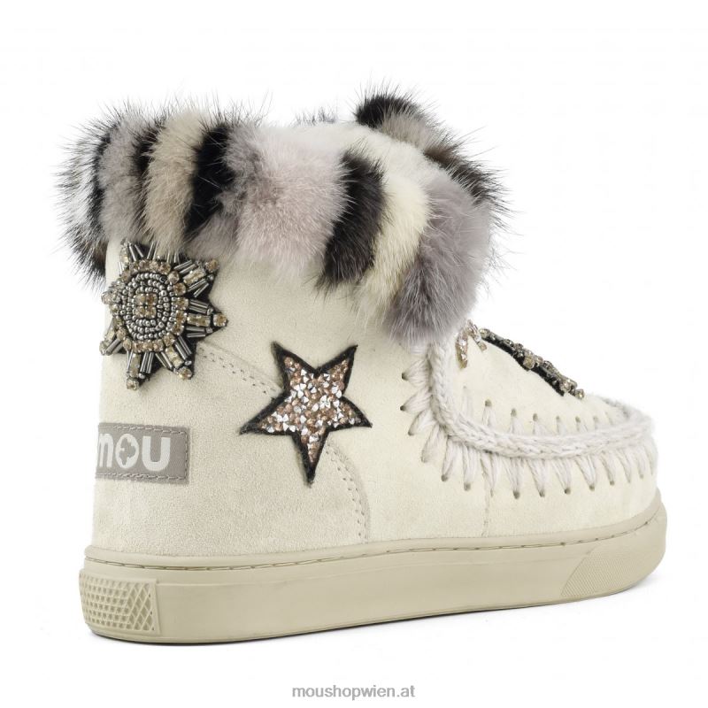 Frauen Eskimo-Sneaker-Stern-Patches Mou P660X653 Vanille