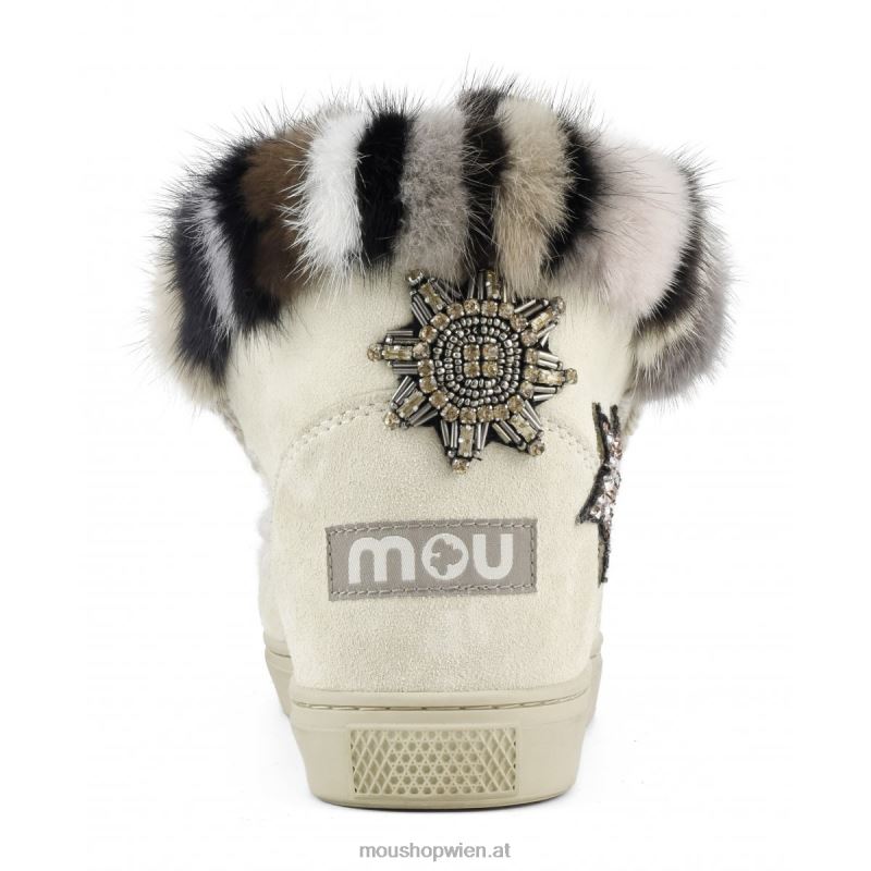 Frauen Eskimo-Sneaker-Stern-Patches Mou P660X653 Vanille