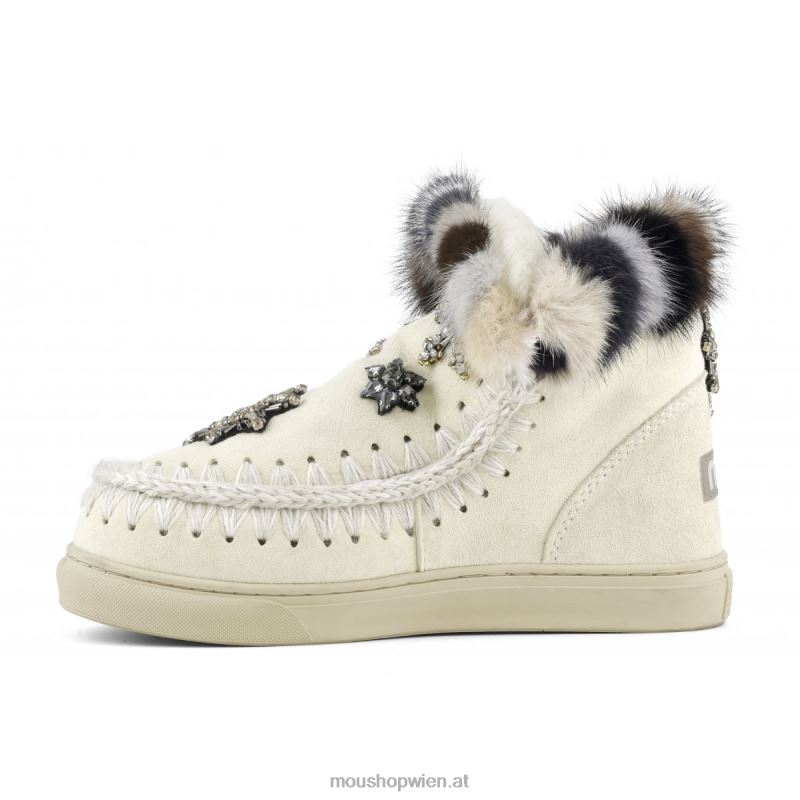 Frauen Eskimo-Sneaker-Stern-Patches Mou P660X653 Vanille