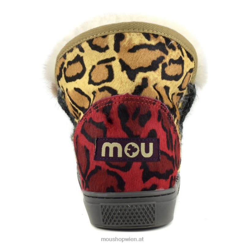 Frauen Eskimo-Sneaker aus Ponyfell-Mix-Patchwork Mou P660X656 Zebra schwarz weiß