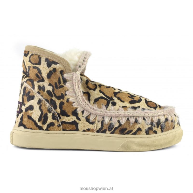 Frauen Eskimo-Sneaker aus Ponyfell Mou P660X673 großer Leopardensand