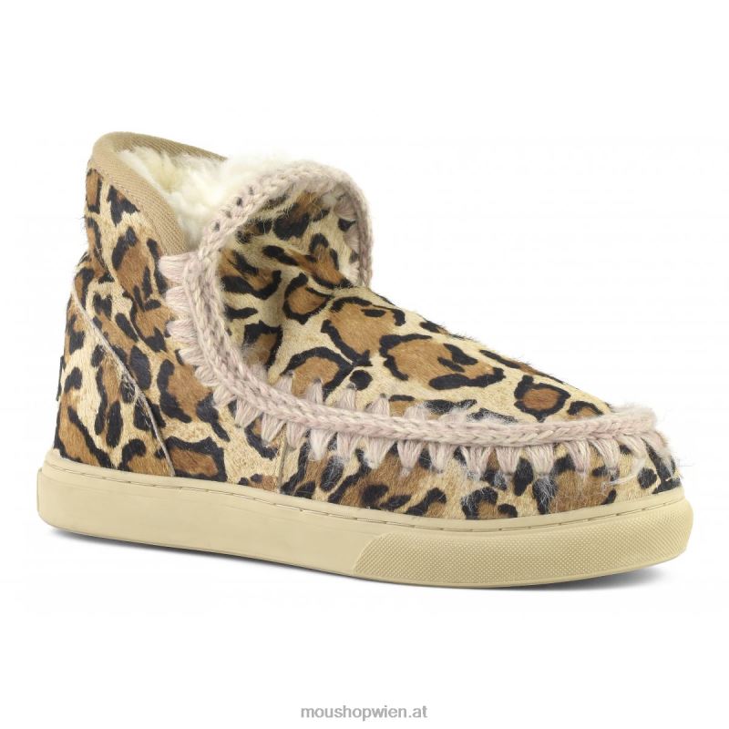 Frauen Eskimo-Sneaker aus Ponyfell Mou P660X673 großer Leopardensand