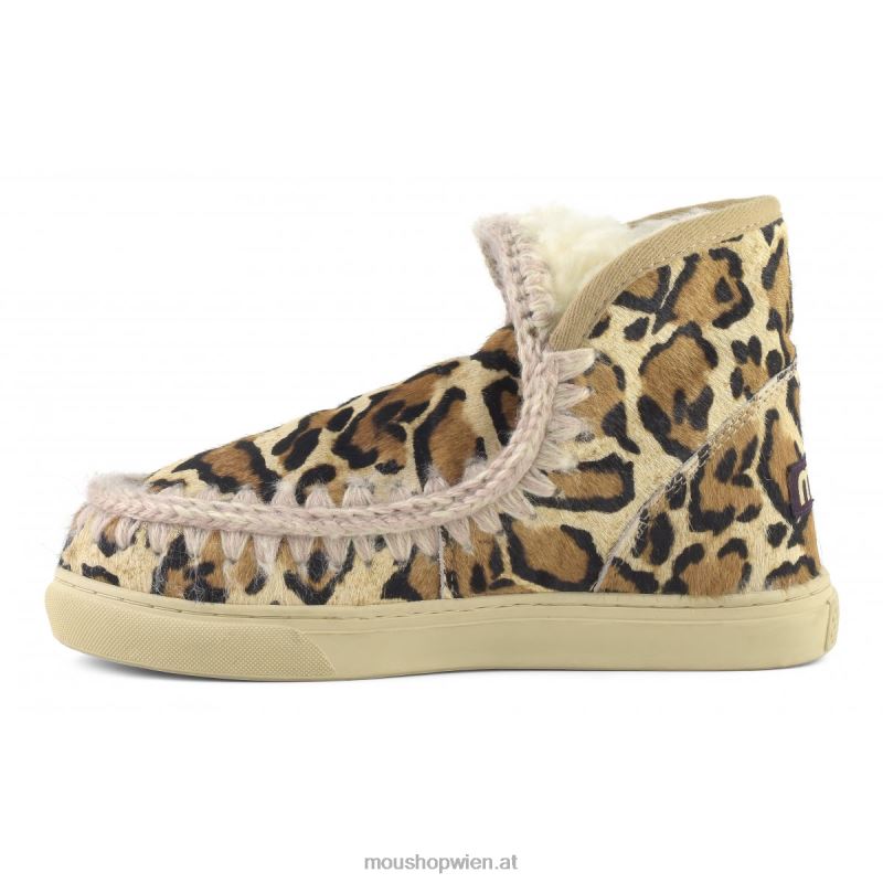 Frauen Eskimo-Sneaker aus Ponyfell Mou P660X673 großer Leopardensand