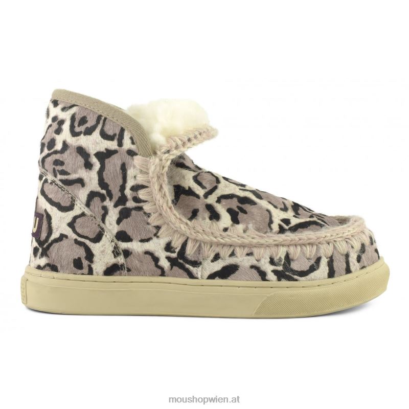Frauen Eskimo-Sneaker aus Ponyfell Mou P660X674 großer Leopard weiß