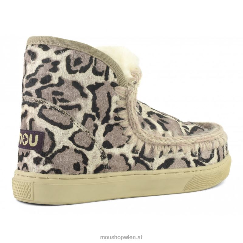 Frauen Eskimo-Sneaker aus Ponyfell Mou P660X674 großer Leopard weiß