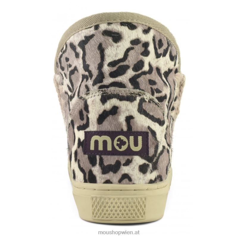 Frauen Eskimo-Sneaker aus Ponyfell Mou P660X674 großer Leopard weiß