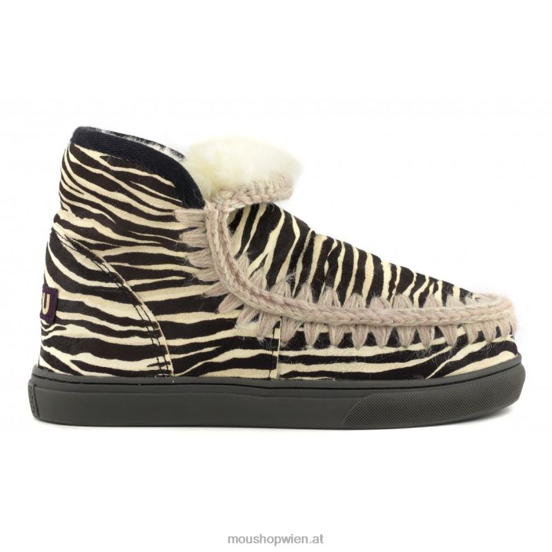 Frauen Eskimo-Sneaker aus Ponyfell Mou P660X675 Zebra schwarz weiß