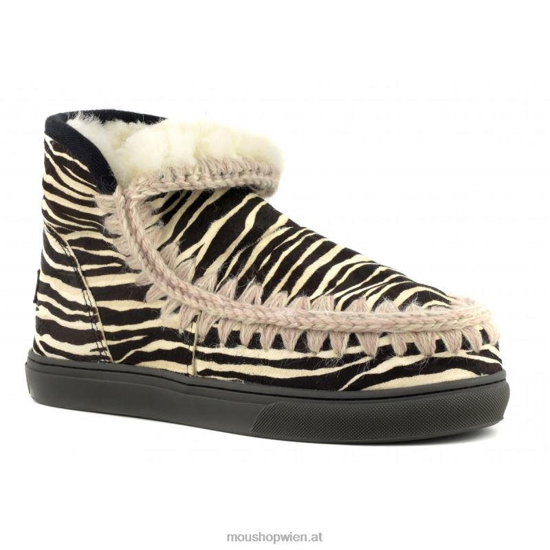Frauen Eskimo-Sneaker aus Ponyfell Mou P660X675 Zebra schwarz weiß