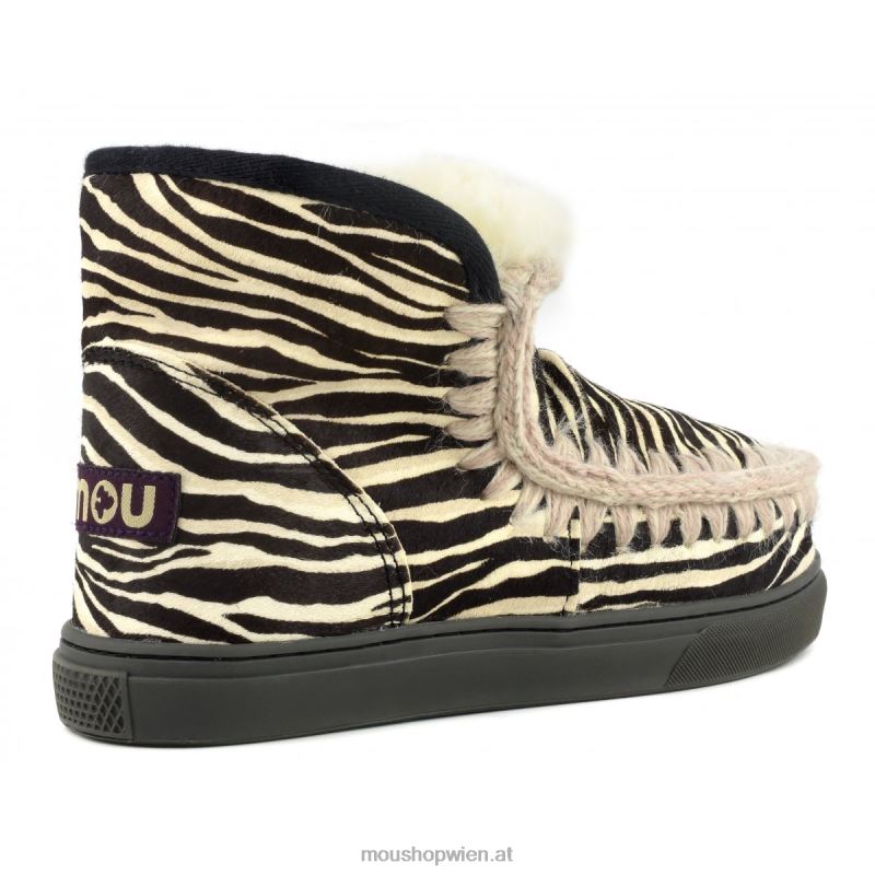 Frauen Eskimo-Sneaker aus Ponyfell Mou P660X675 Zebra schwarz weiß