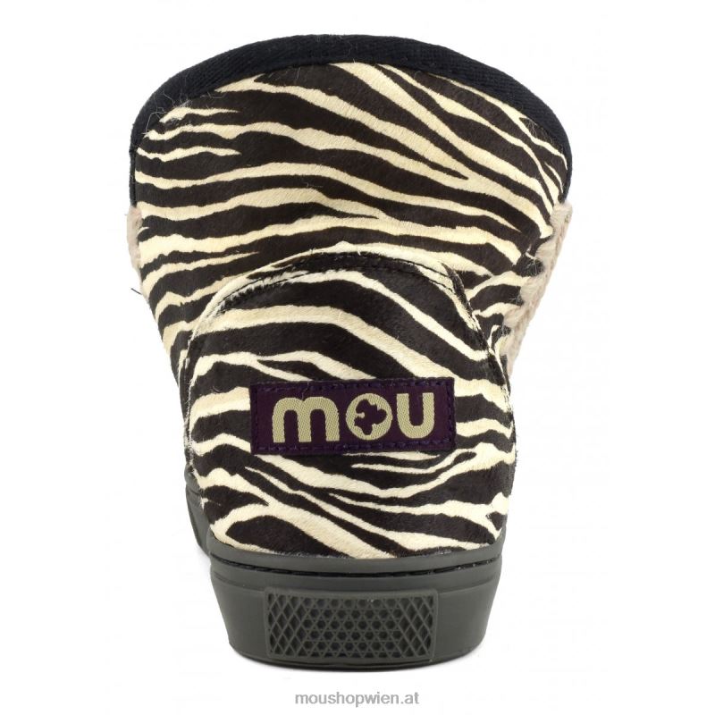Frauen Eskimo-Sneaker aus Ponyfell Mou P660X675 Zebra schwarz weiß