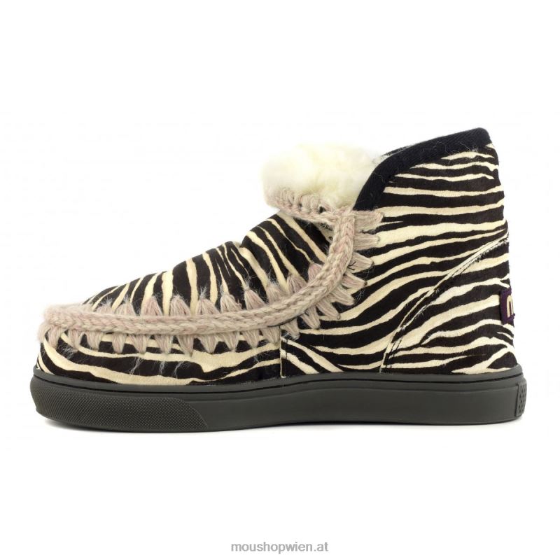 Frauen Eskimo-Sneaker aus Ponyfell Mou P660X675 Zebra schwarz weiß