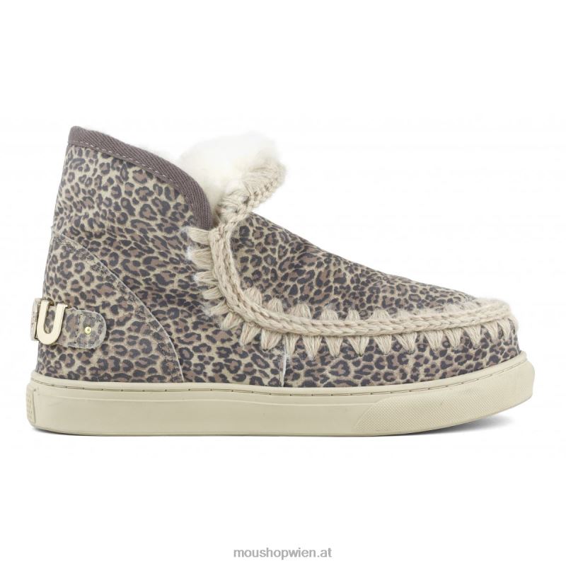 Frauen Eskimo-Sneaker aus bedrucktem Leder Mou P660X632 kleines Gepardenleder