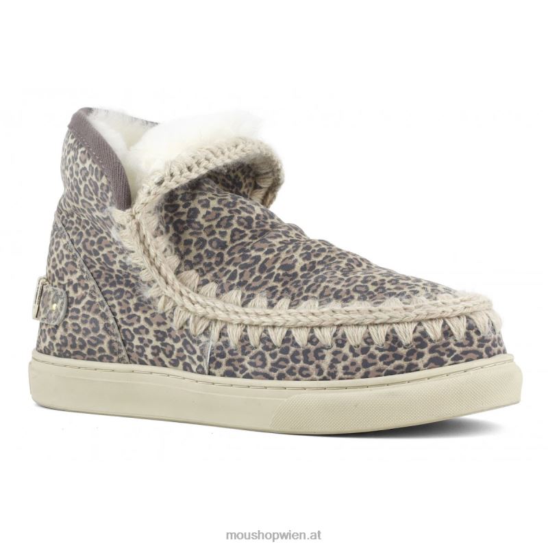 Frauen Eskimo-Sneaker aus bedrucktem Leder Mou P660X632 kleines Gepardenleder