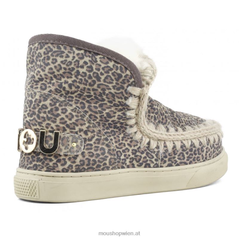 Frauen Eskimo-Sneaker aus bedrucktem Leder Mou P660X632 kleines Gepardenleder