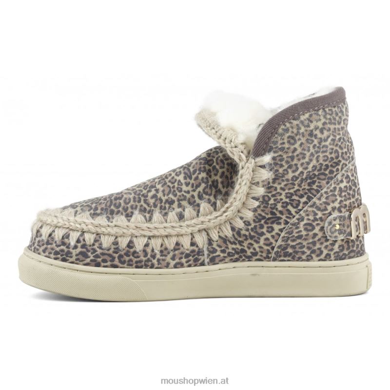 Frauen Eskimo-Sneaker aus bedrucktem Leder Mou P660X632 kleines Gepardenleder