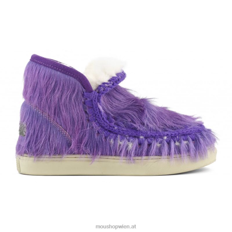 Frauen Eskimo-Sneaker aus langem Haar, Ponyfell Mou P660X678 Langhaarpony lila