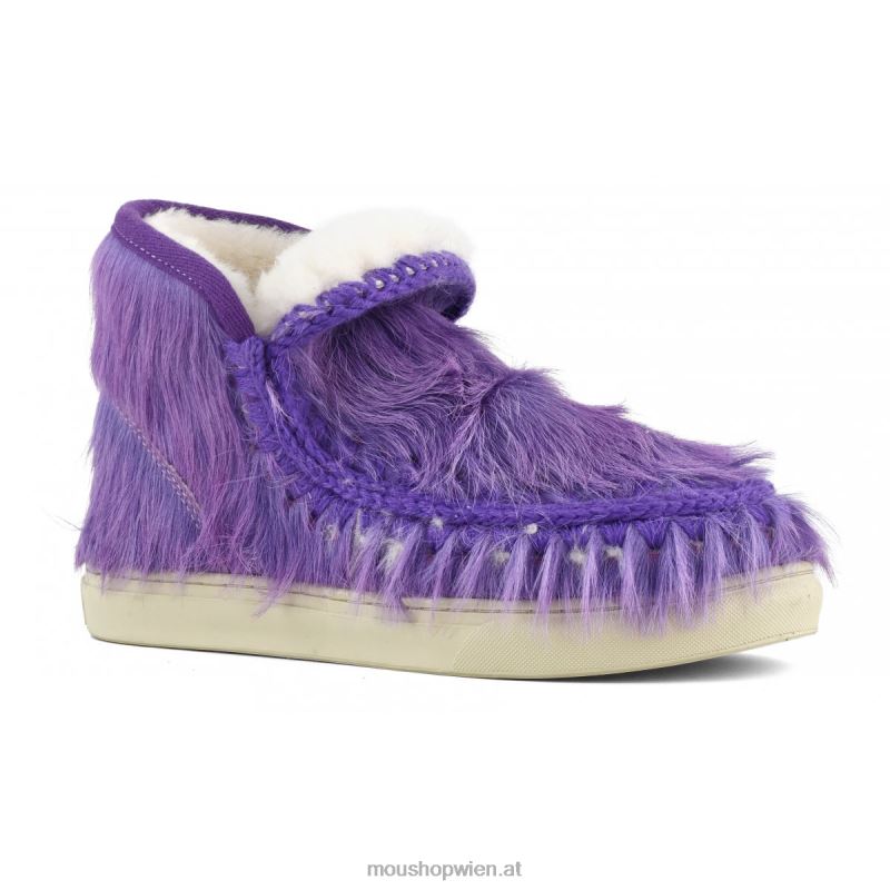 Frauen Eskimo-Sneaker aus langem Haar, Ponyfell Mou P660X678 Langhaarpony lila