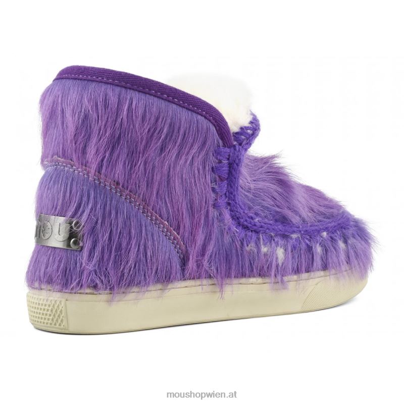 Frauen Eskimo-Sneaker aus langem Haar, Ponyfell Mou P660X678 Langhaarpony lila