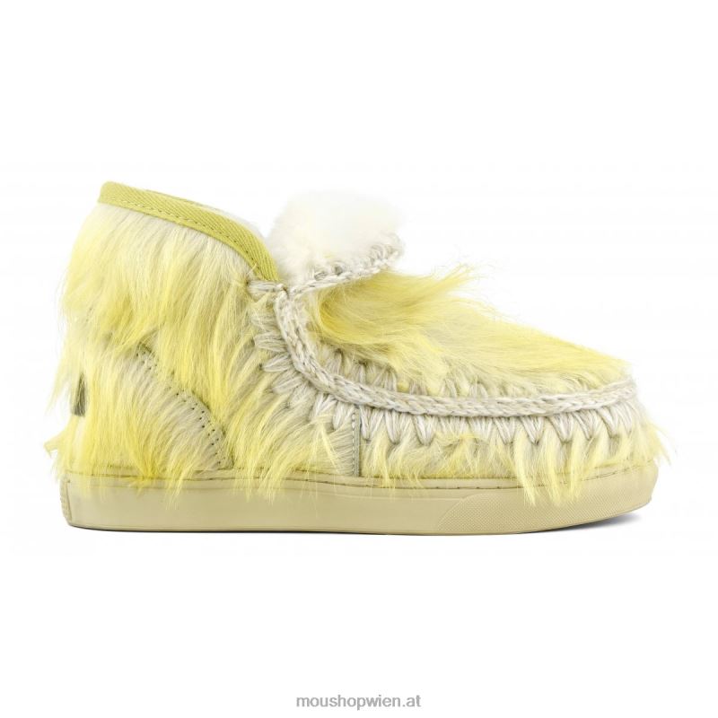 Frauen Eskimo-Sneaker aus langem Haar, Ponyfell Mou P660X679 Langhaarpony weiß