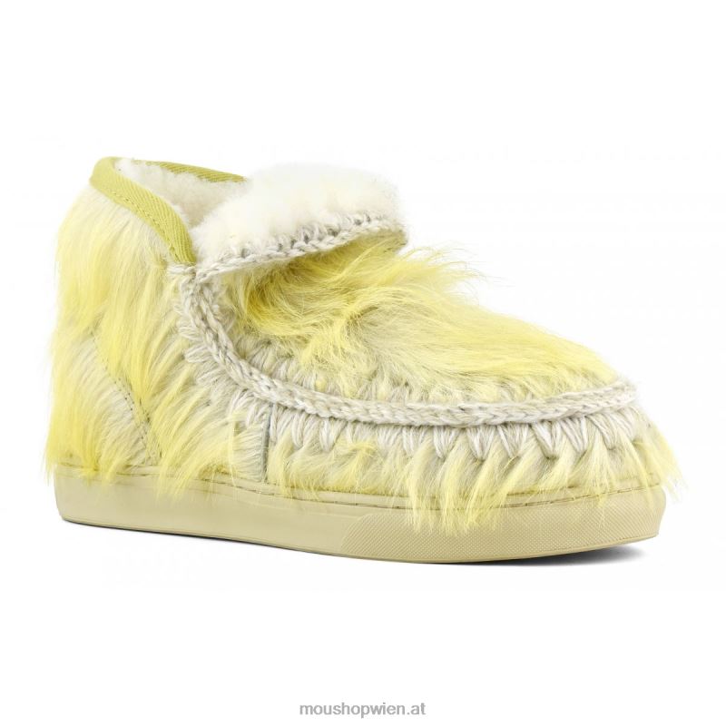 Frauen Eskimo-Sneaker aus langem Haar, Ponyfell Mou P660X679 Langhaarpony weiß