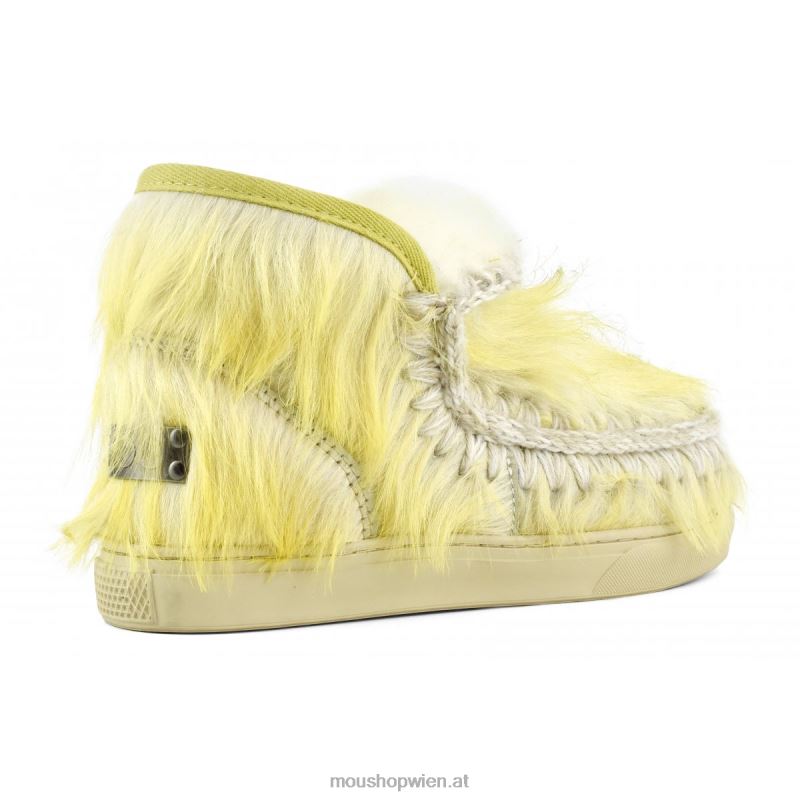 Frauen Eskimo-Sneaker aus langem Haar, Ponyfell Mou P660X679 Langhaarpony weiß