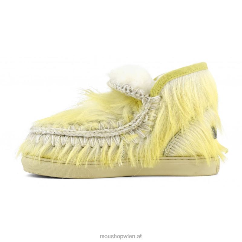Frauen Eskimo-Sneaker aus langem Haar, Ponyfell Mou P660X679 Langhaarpony weiß
