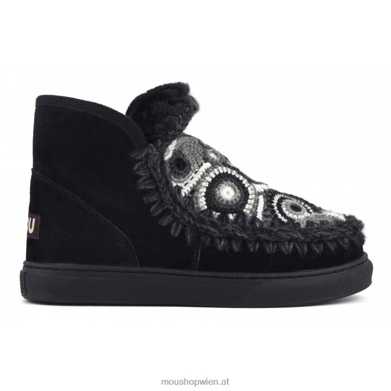 Frauen Eskimo-Sneaker gehäkelt Mou P660X598 Schwarz