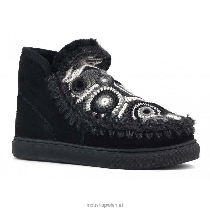 Frauen Eskimo-Sneaker gehäkelt Mou P660X598 Schwarz