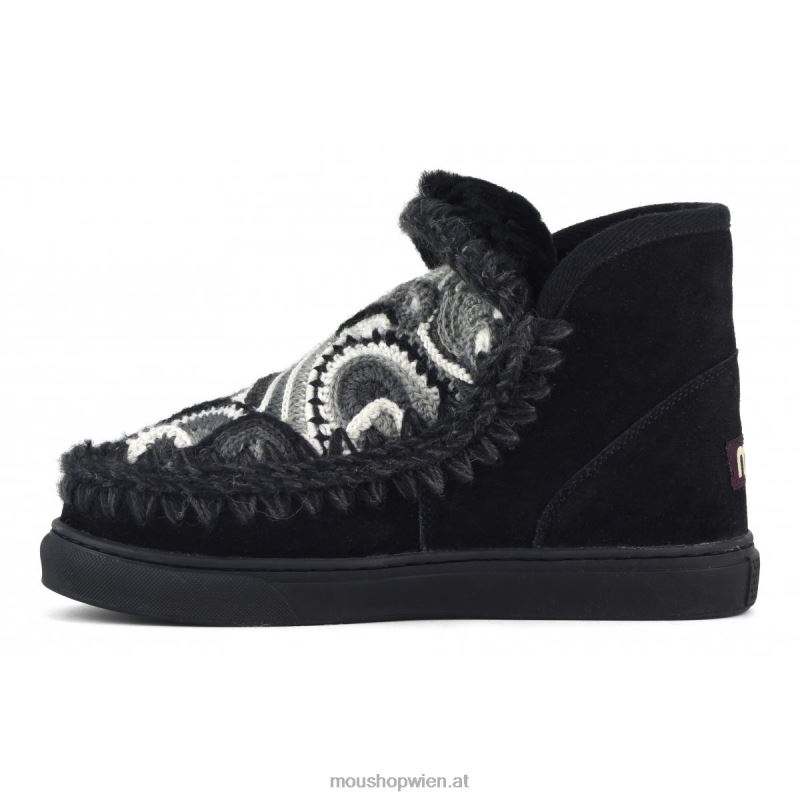 Frauen Eskimo-Sneaker gehäkelt Mou P660X598 Schwarz