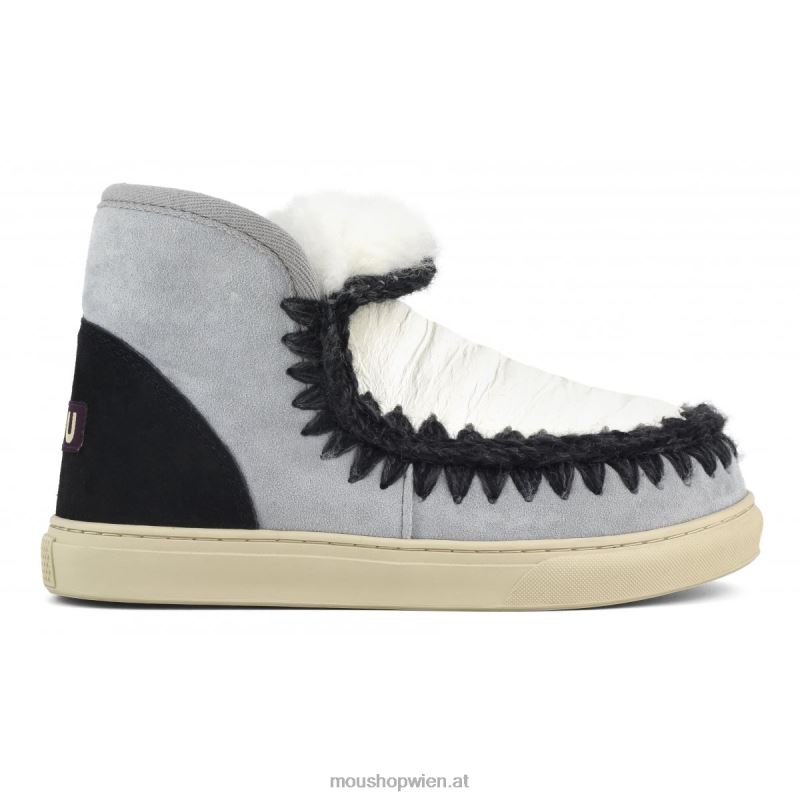 Frauen Eskimo-Sneaker im Farbblockdesign Mou P660X588 Eismeer & Schwarz-Weiß-Mix