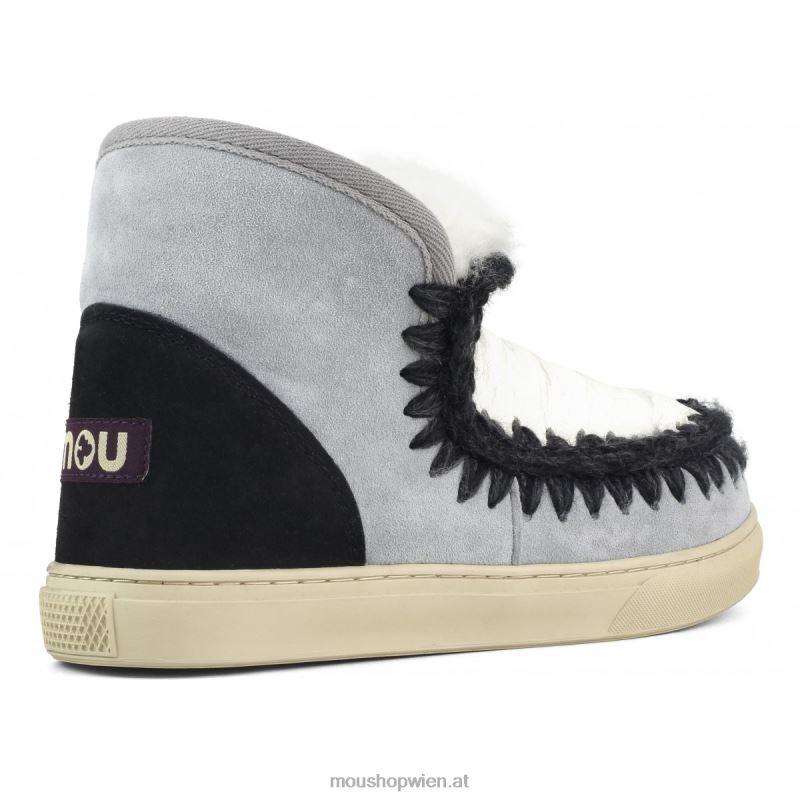 Frauen Eskimo-Sneaker im Farbblockdesign Mou P660X588 Eismeer & Schwarz-Weiß-Mix