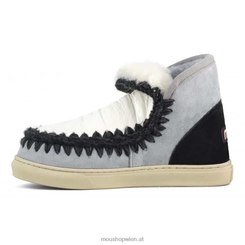 Frauen Eskimo-Sneaker im Farbblockdesign Mou P660X588 Eismeer & Schwarz-Weiß-Mix