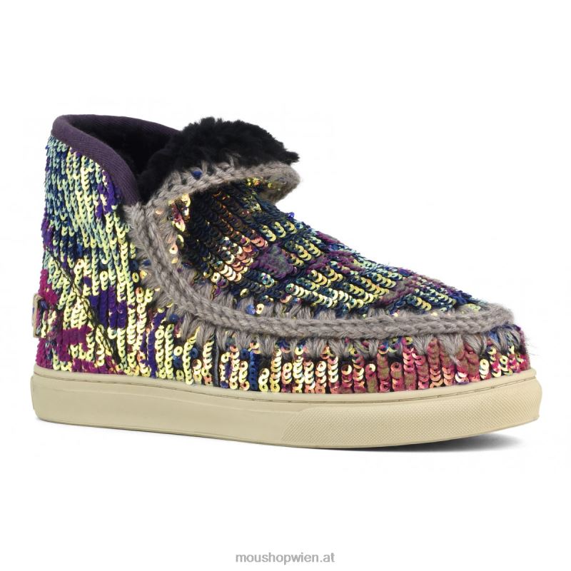 Frauen Eskimo-Sneaker in limitierter Auflage Mou P660X631 Lux-Pailletten, blaue Mischung