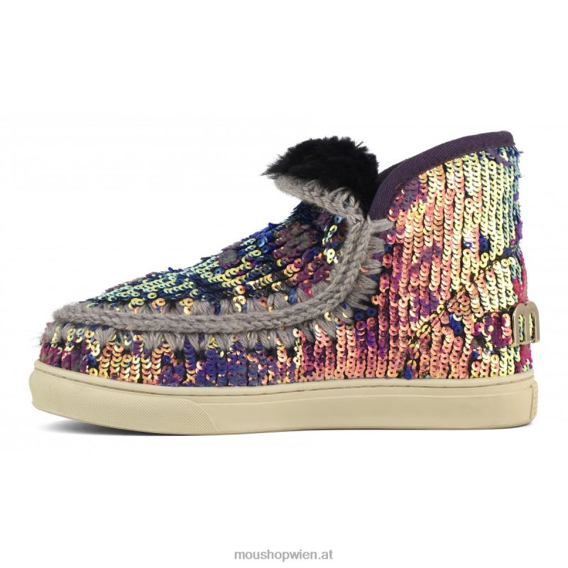 Frauen Eskimo-Sneaker in limitierter Auflage Mou P660X631 Lux-Pailletten, blaue Mischung