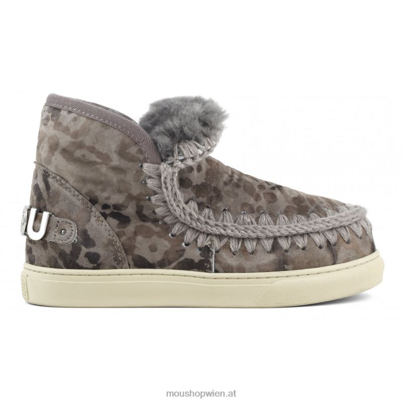 Frauen Eskimo-Sneaker in limitierter Auflage Mou P660X659 bedrucktes Leoparden-Taupe