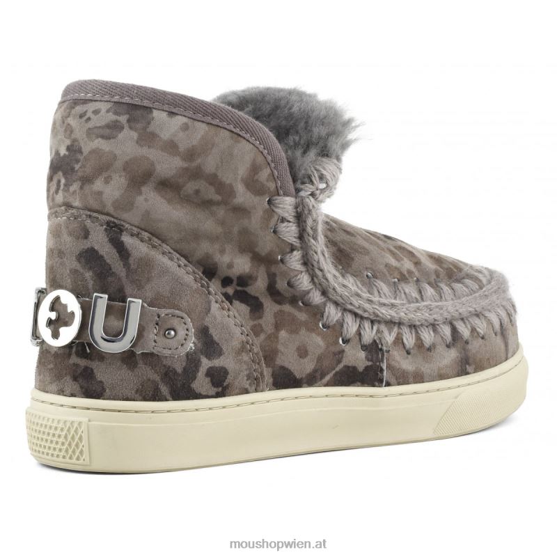 Frauen Eskimo-Sneaker in limitierter Auflage Mou P660X659 bedrucktes Leoparden-Taupe